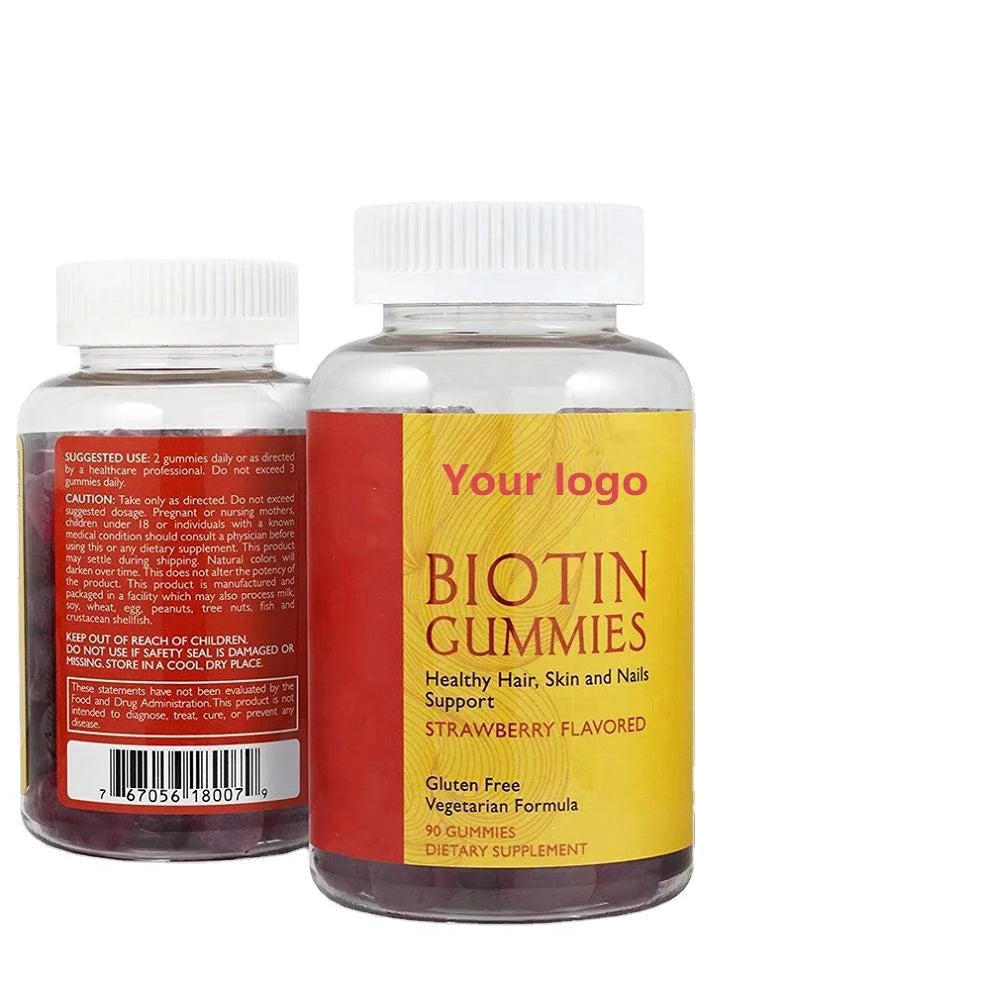 Free Sample Private Label Vitamins Halal Hair Vitamin Bear tin Gummies 10000Mcg MegaBDM