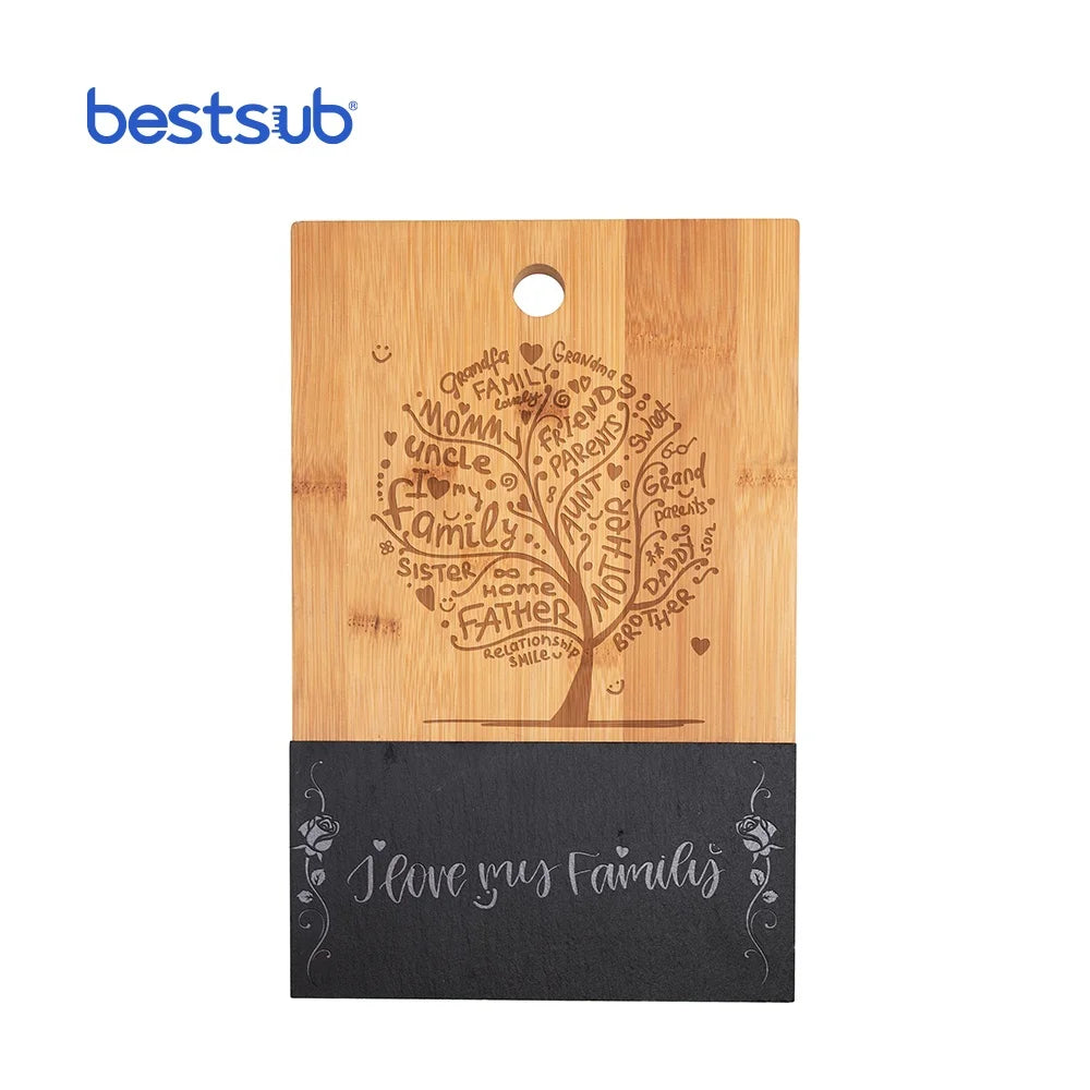 BestSub Bamboo Slate Steak Dishes Western Plate Mat Black Stone Insulation Pad Stone Tray Cutting Board