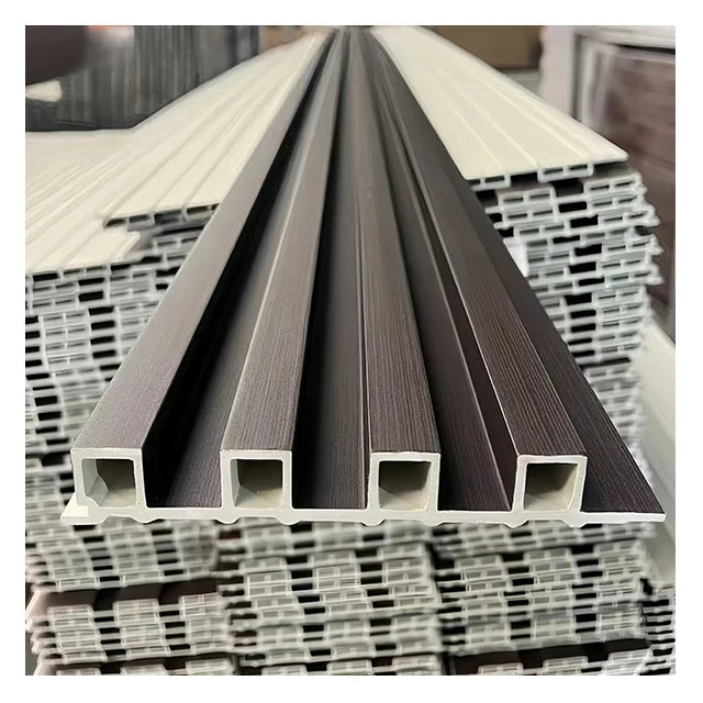 WPC Cladding Hotel Indoor Background 153*18mm Fluted Panel Fireproof Waterproof Anti-scratch Environment Friendly