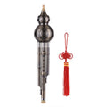Gorgeous Metal Wire Drawing Chinese Hulusi Gourd Cucurbit Flute Ethnic Wind Musical Instrument Key of C Aluminum Material Copper