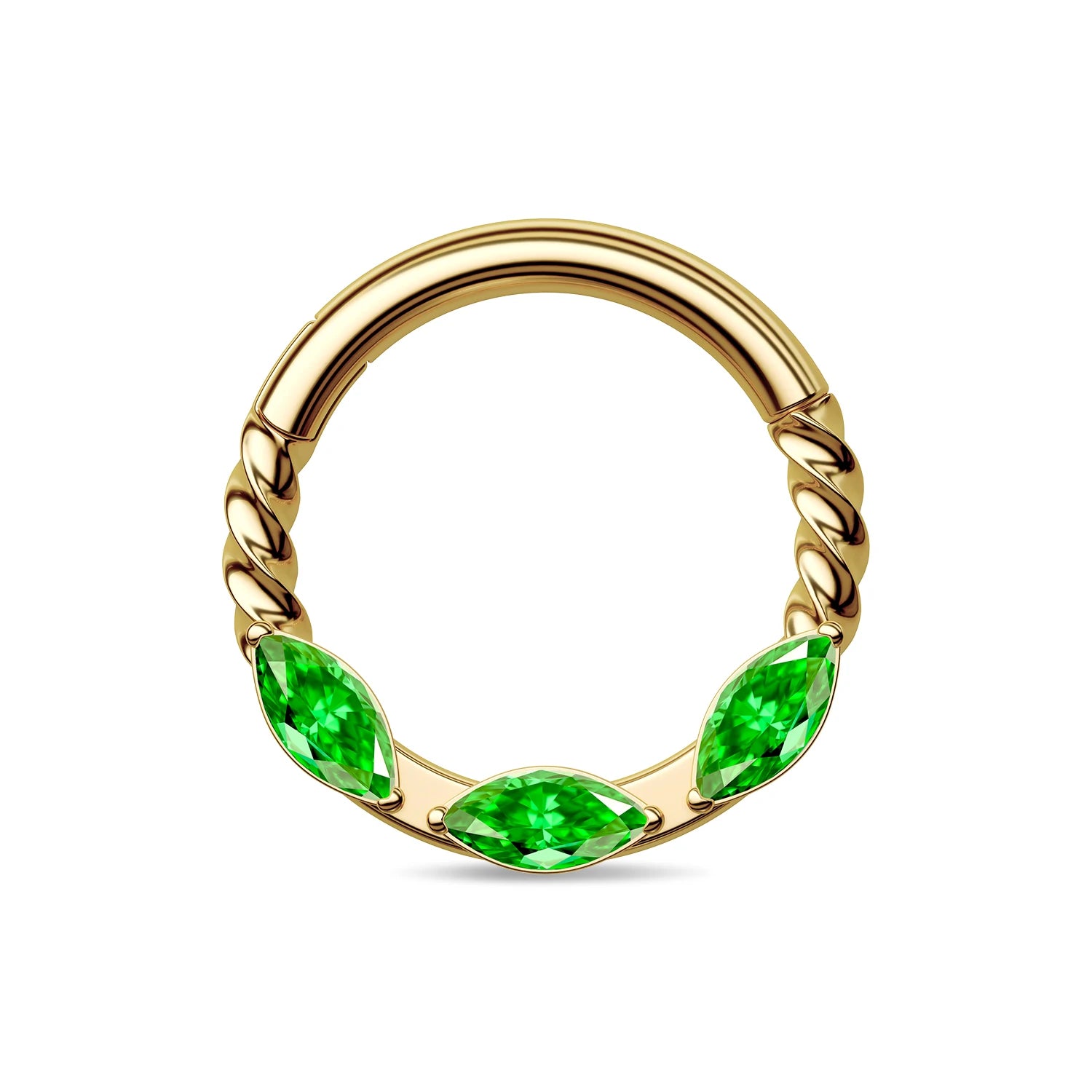 TOPOSH Triple Marquise CZ Cluster Pave Set Hoop with Hinged Clicker Zircon Body Jewelry for Daith Septum Cartilage Piercing