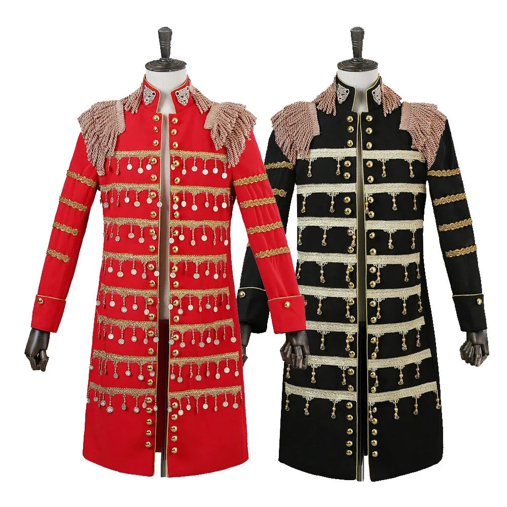 Long Costume Renaissance Men's Suits Vintage Jacket  King Prince Royal Court Coat Stage Wear Costume Homme