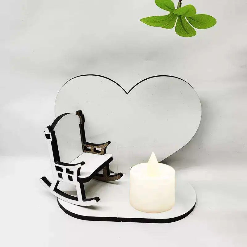 RubySub 150*117*5mm Sublimation Blanks Big Heart Photo Frames With Rose /Rocking Chair As Candle Base for Memory Gifts