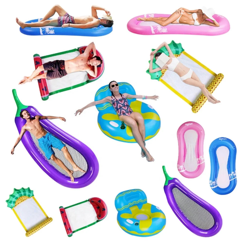Custom Portable Multi-Purpose Floating Water Hammock Lounger Mesh Inflatable Chair 0.25mm PVC 180-200kg Capacity