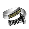 Real Pure 925 Sterling Silver Wide Finger Ring Biker Animal Jewelry Flying Dragon Rings for Men
