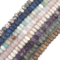 Wholesale 5x8mm Matte Rondelle Beads Frosted Obsidian/Labradorite/Amethyst Stone Natural Semi Gemstone Abacus Spacer Bracelet