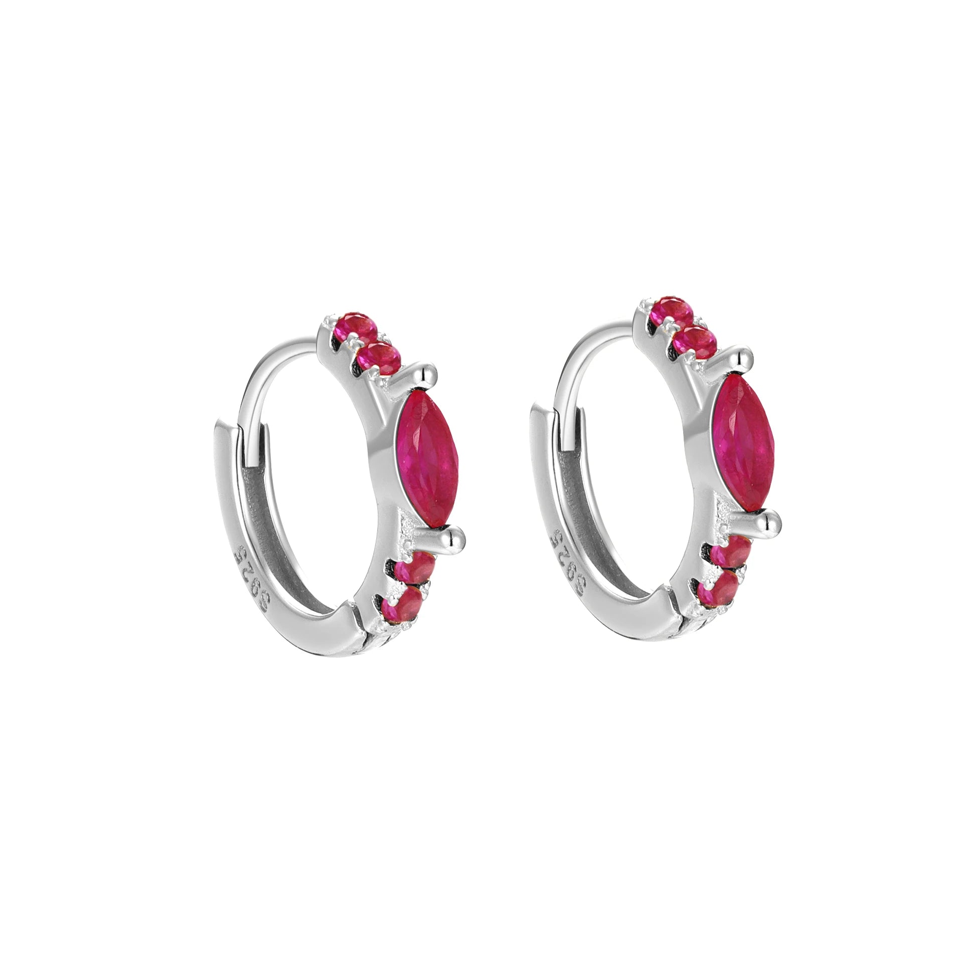 Red Blue CZ Earrings 925 Sterling Silver Colorful Round Mariquesa Cubic Zirconia Hoops for Women Fine Jewelry Wholesale