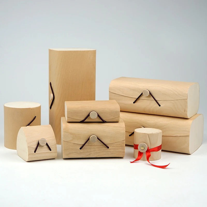Cork Wood Leather Box Birch Bark Box Pull Box Wooden Clamshell Case