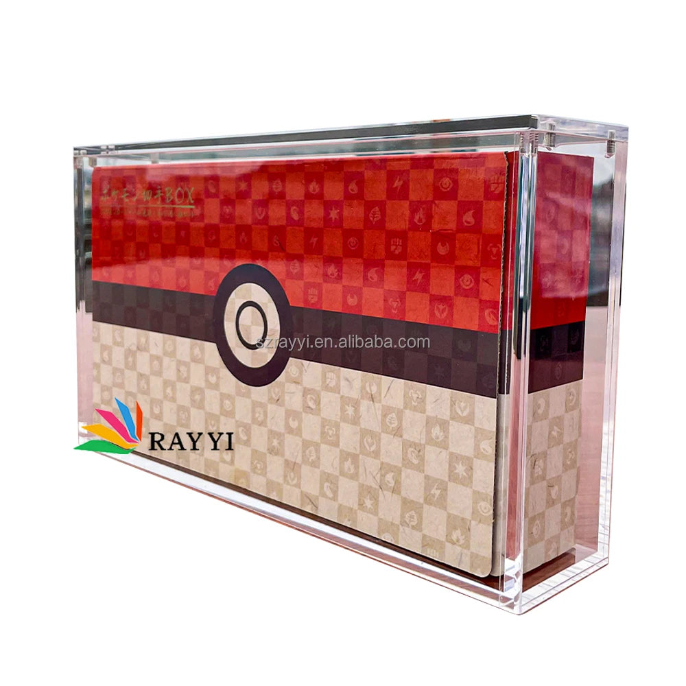 RAY YI Custom Acrylic Pokemon Stamp Box Collection Display Case Portable Durable Strong Magnets Polish Surface Recyclable