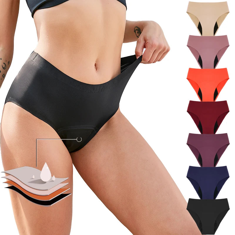 Custom Logo Solid Color Seamless Leak Proof Absorbent 4 Layers Menstrual Period Panties
