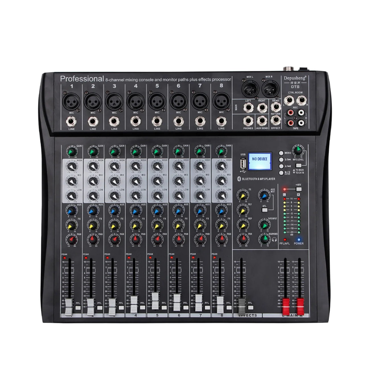 Depusheng DT8 Professional Best Selling 8 Channel DJ USB Digital Sound Audio Mixer