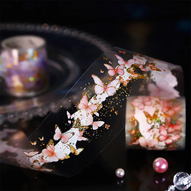 1Roll Stamping Tape Swirling Butterfly Swarm Series Butterfly Material Handbook Decoration Stickers