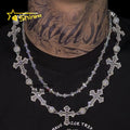 Hip Hop Rapper Jewelry Chain Iced Out Rosary Ball Chain With Cross Charm VVS Moissanite Diamond