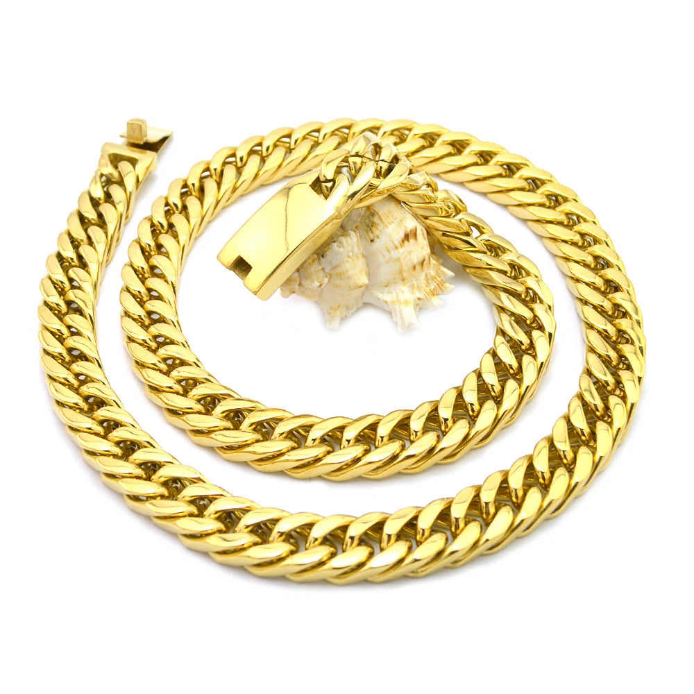 High Quality Stainless Steel 18K Gold Plating Heavy Necklace Men Chain Wholesale Custom Necklace