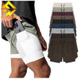 Men's Custom Logo Athletic Shorts 2-in-1 Sport Gym Workout Shorts with Liner Solid Style Casual Sports Wear