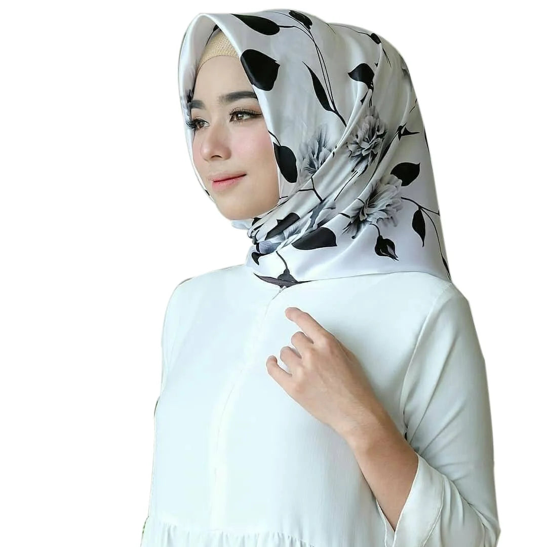 GLS081 Wholesale Printed Silk Handkerchife Luxury 90*90 Square Scarves Custom Satin Imitate Silk Scarf