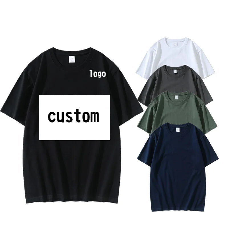Custom logo Print 100% Cotton Oversized Fit t Shirt Men's Loose Cut Solid T-shirt Heavyweight O-neck Tee
