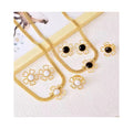 2024 New Design Fashion Flower Stud Earrings Ring Gold Plated Titanium Steel Chain Heart Shaped Flower Necklace Jewelry Set