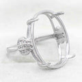 Sterling Silver 16*21mm Semi Mount Ring Empty Frame Blank Support Claws Setting S925 Base Holder Without Center Stone for Inlay