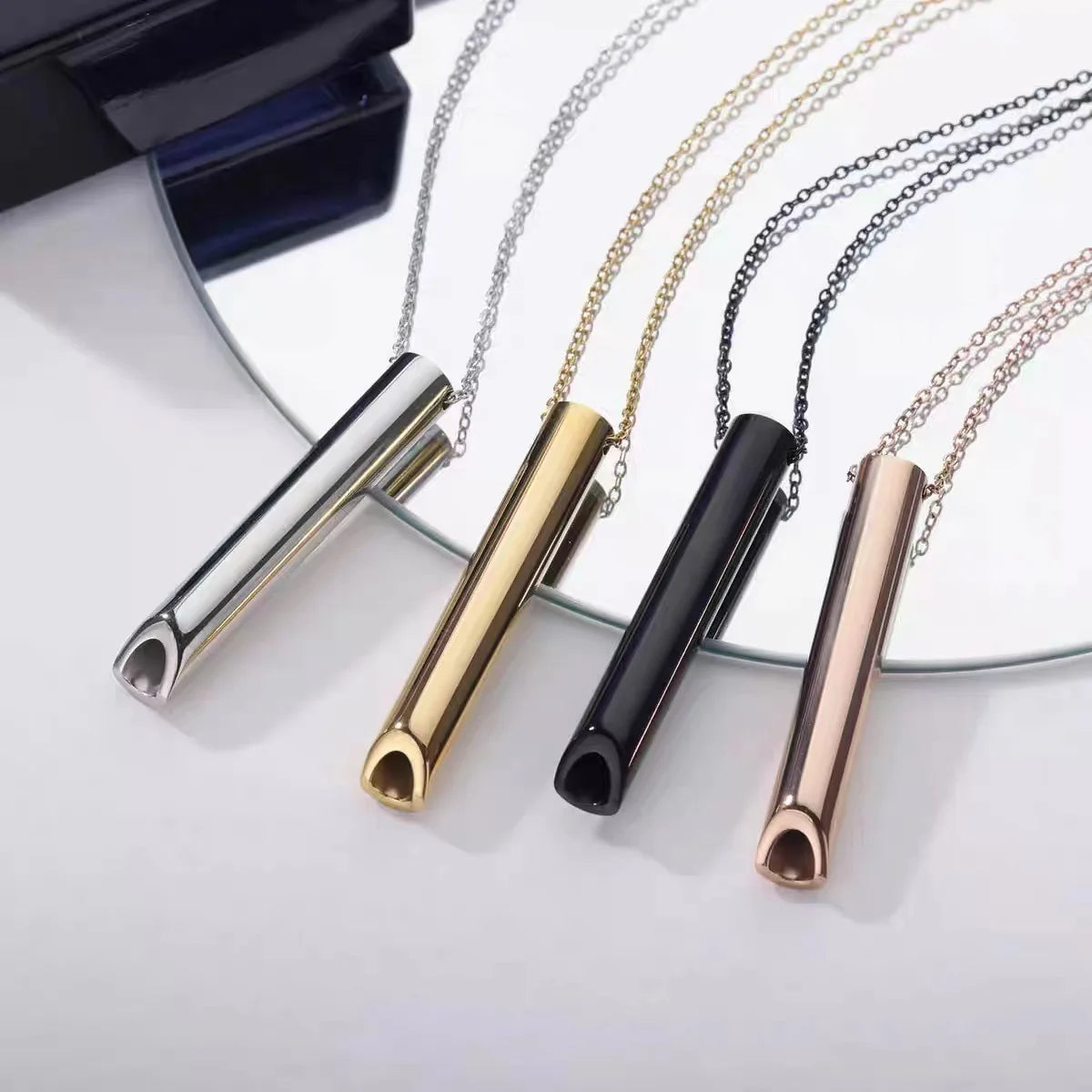 Stainless Steel Anxiety Breathing Necklace for Women Stress Relief Meditation Necklaces Yoga Ritual Female Jewelry (KSS514)