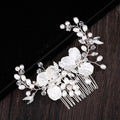 Luxury Gold Handmade Wired Pearl Acrylic Flower Side Hair Comb Bridal Crystal Headwear Headpiece Wedding Hair Accessories