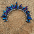 HZ Gems Natural hand-made Colorful crystal hairband crown hairband crystal dark blue Hair Accessories bridal hair clip healing crystals