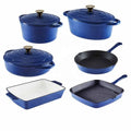 Factory Vintage 11pcs Blue Enamel Cast Iron Eco-Friendly Kitchen Non-Stick Cookware Set Minimalist Design Home Cooking Foodie
