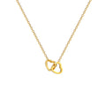 Classic New Fashion Women's Stainless Steel Choker Dual Ring Interlocking Heart Necklace Simple Clavicle Chain Crystal Wedding