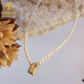 2024 Fall Jewelry Stainless Steel Fashion Women 18K Gold Plating Pendant Lock Freshwater Pearl Necklace