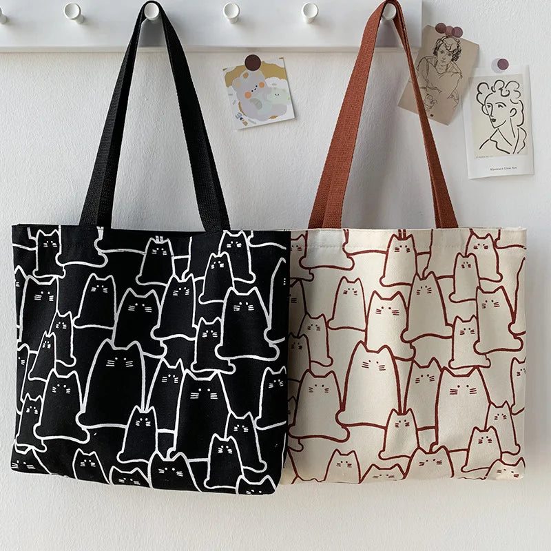New Large Capacity Student Simple Cute Single Shoulder Bag Tote Shopping Grocery Canvas Large Tote Bag