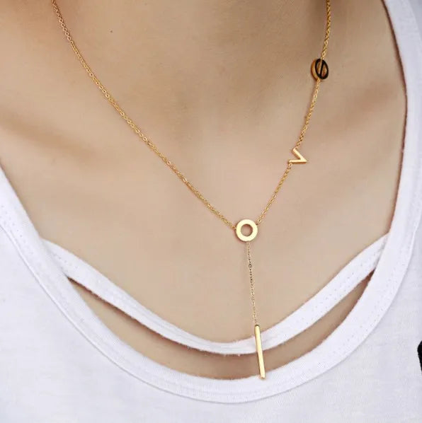 Hot Simple Necklace Jewelry Chic Y Shaped Circle Lariat Style Chain Necklace Love Name Necklace