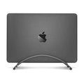 Vertical Sleek Arch Laptop Storage Stand Ergonomic Design Curved Pressed Varnished Surface External Monitor Keyboard Mouse