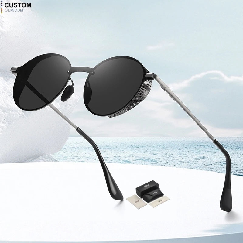 Customized Logo Unisex Polarized Full Rim Sunglasses Fashion Metal+TAC Frame Comfortable Business Driving Color-Changing Shades