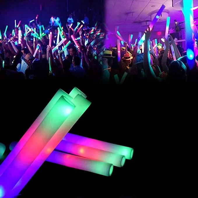 2022Popular Crazy Happy Custom Logo Light up Cheer Led Foam Glow Flashing Stick 48*4CM for Parties