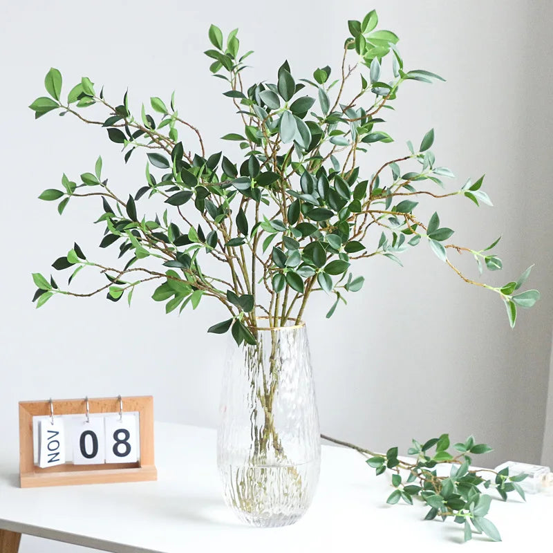 M-G04 New Arrival Green Artificial Milan Leaves Branch Banyan Greenery Leaves for Wedding Party Home Table Decoration