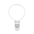 Vintage Bohemian Style Silver Carved Flower Pendant Necklace Turkish Style Link Chain with Statement Fringe Made of Alloy