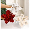 S29 Gold Powder Artificial Poinsettia Flowers Fabric Christmas Tree Ornament for Holiday Decoration Powdered Gold Day Decoration