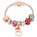 Fashion Rose Gold Christmas Charm Bracelet Candy Christmas Tree Pendant Snowflake Beaded Shiny Jewelry Accessories As Gift