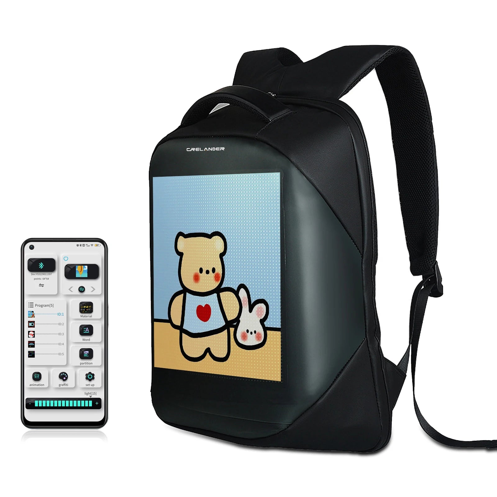 CRELANDER Smart Advertising LED Backpack Bags LED Display Screen Dynamic Bags Wifi APP Control Walking for Man Women Mochilas