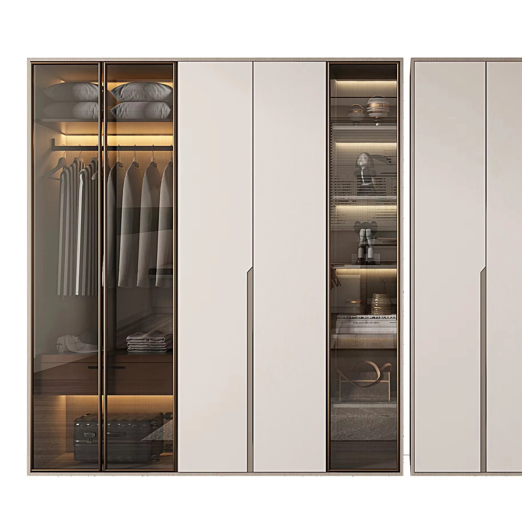 Balom Modern Bedroom Furniture UV High Gloss Wooden Wardrobe Closet Cabinet Panel Free Combination Cloakroom Dresser MDF Door