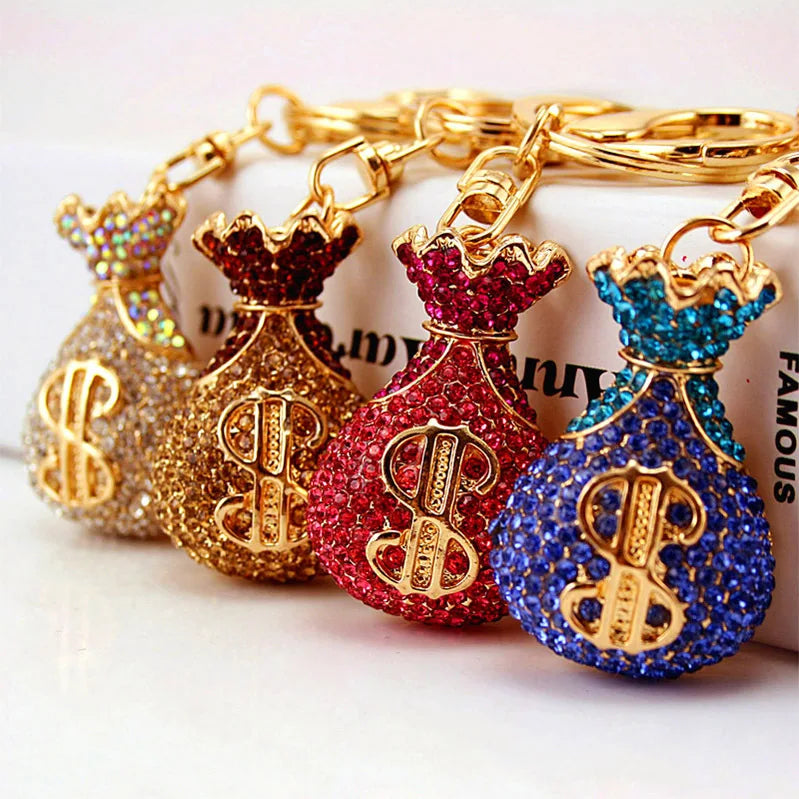 Creative Lucky Money Bag Shape Alloy Metal Keychain Car Keychain Pendant Female Accessories Small Gift