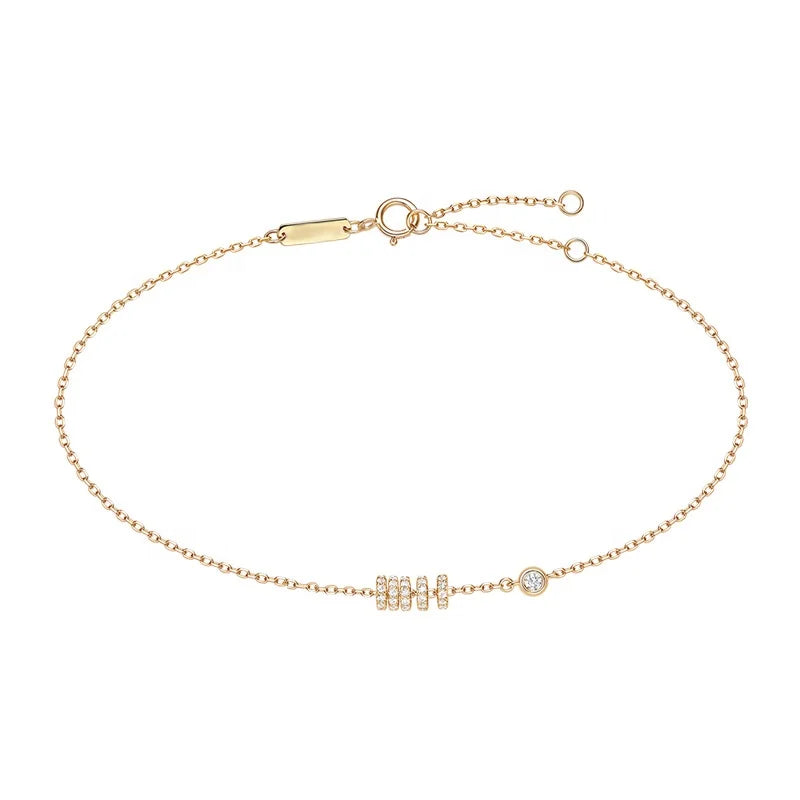 LOZRUNVE 925 Silver 18K Gold Filled Elegant Pave CZ Bracelet Anklet Women