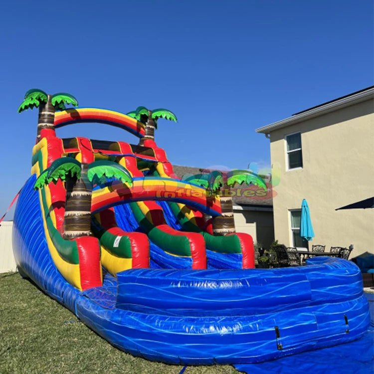 Tropical Style Inflatable Water Slide Pool Modern Commercial Kid's Backyard Jump Bouncy Castle for Indoor & Outdoor Use Adults