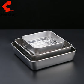Stainless Steel Roasting Pan Square Baking Sheet Bake Pan Baking Tray With Cooling Rack