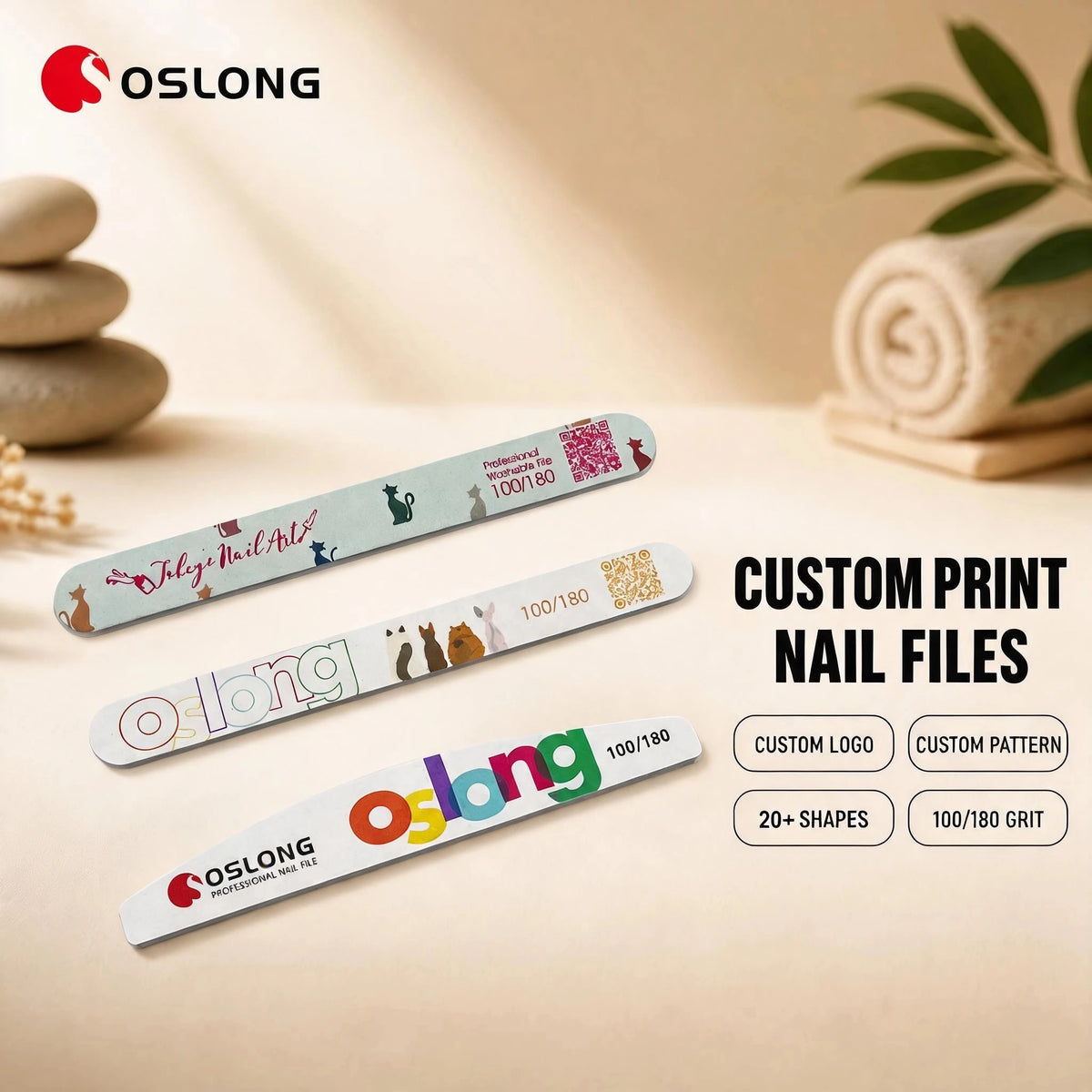 Customized White 100 Grit Emery Board Nail Files With Logo 100/180 Washabl Nail File MegaBDM