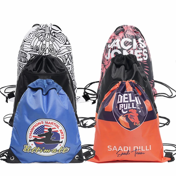 Promotional Business Gift Shopping Custom Logo Canvas Cotton Waterproof Advertising Backpack Drawstring Bag