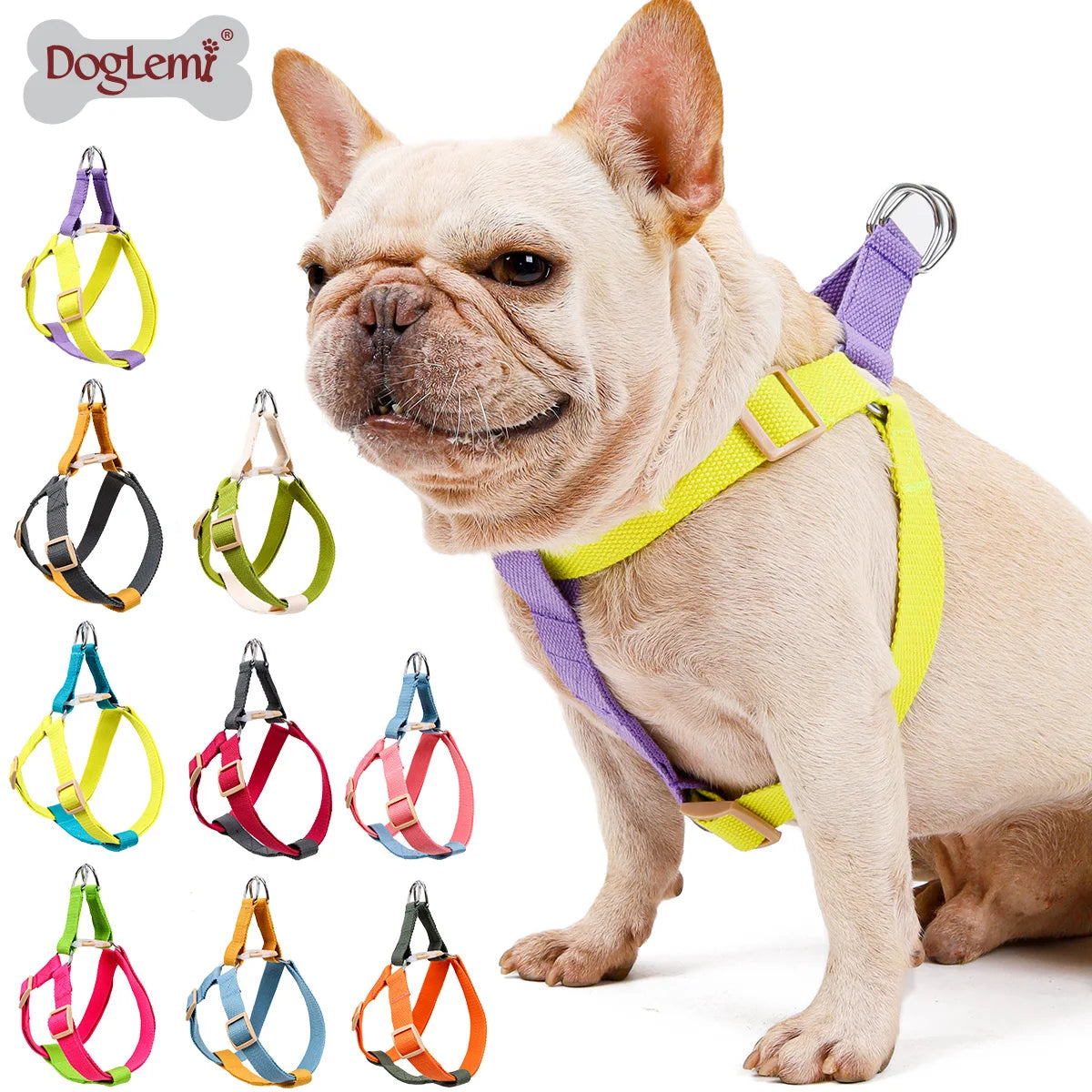 Quality  Dog Harness Walking Collar Leash Set Custom Logo Fashionable Cartoon Style Breathable Good Walking-Small Size