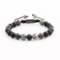 Natural Stone Matte Onyx Agate Stainless Steel Custom Logo Beads Adjustable Macrame Bracelets Men JBS11732