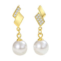 18k Gold Vermeil Shell Pearl Zirconia Drop Stud Women Jewelry 925 Sterling Silver Earrings