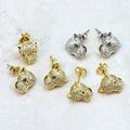 Fashion Waterproof Women 18k Gold Plated Leopard Head Stud Earrings Jewelry